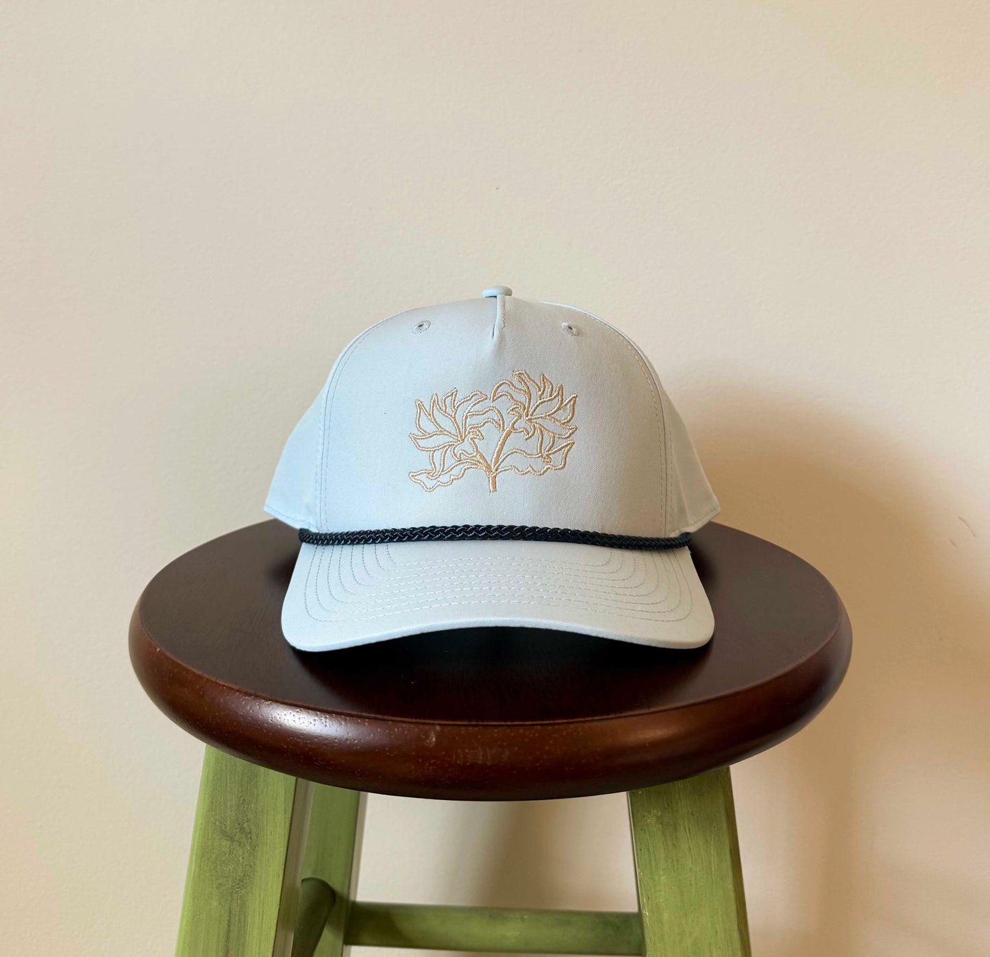 Blue Embroidered Snapback Rope Cap
