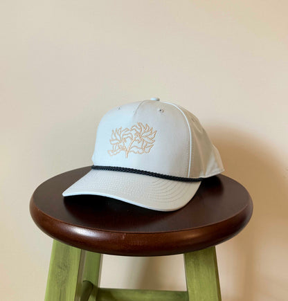 Blue Embroidered Snapback Rope Cap